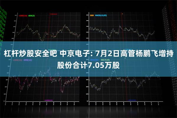 杠杆炒股安全吧 中京电子: 7月2日高管杨鹏飞增持股份合计7.05万股