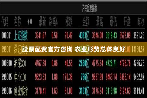 股票配资官方咨询 农业形势总体良好